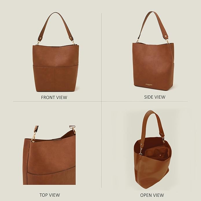 Women's Tan Bucket Shoulder Bag
