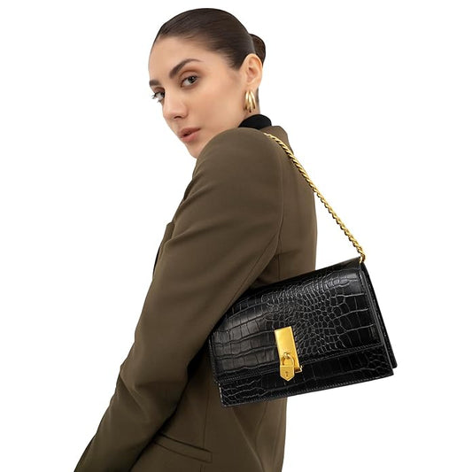 Women Black Shoulder Bag Clutch