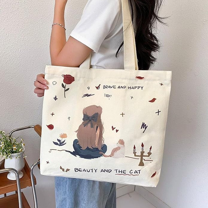 Women Reusable Classic Tote Bag With Pocket
