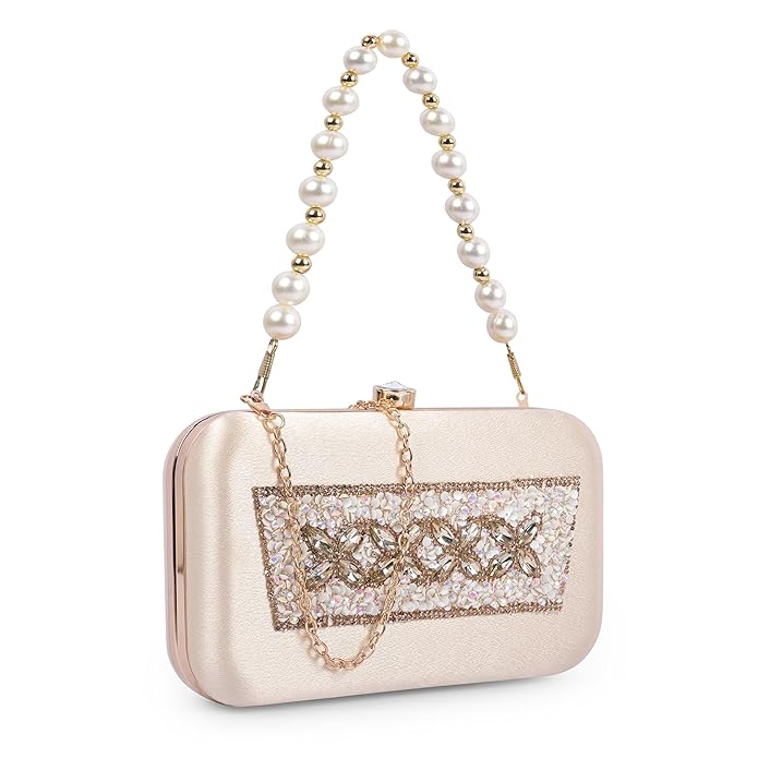 Beaded Formal Party Clutch with Gold Chain