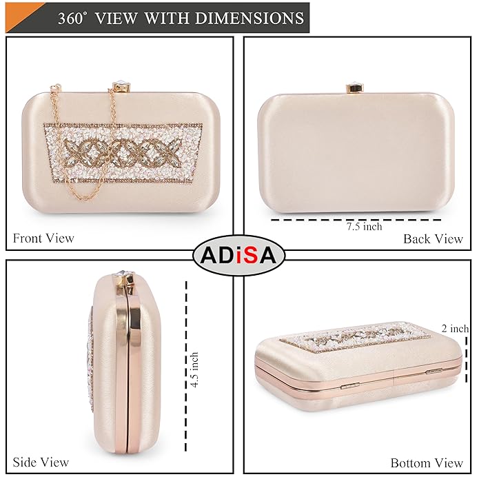 Beaded Formal Party Clutch with Gold Chain