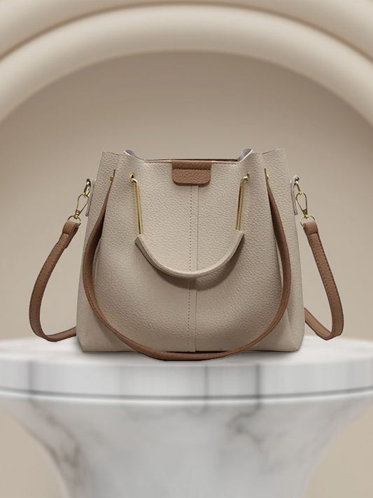Beige Textured Shoulder Hand Bag