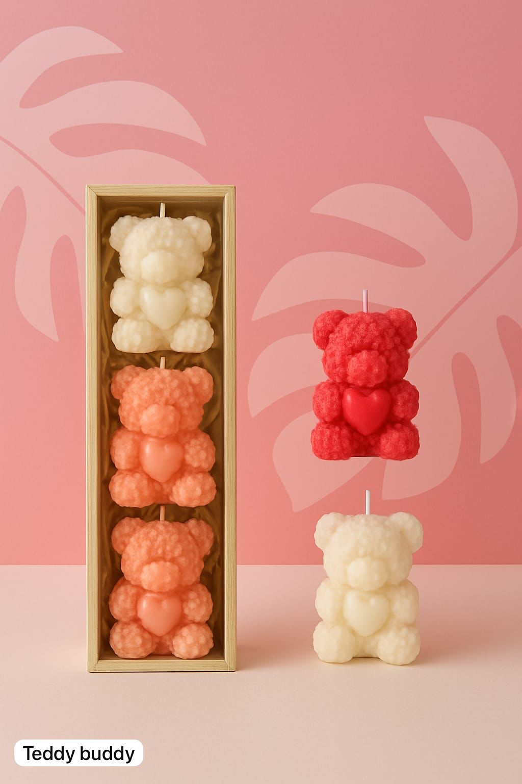 Teddy Buddy Set of 3 candle
