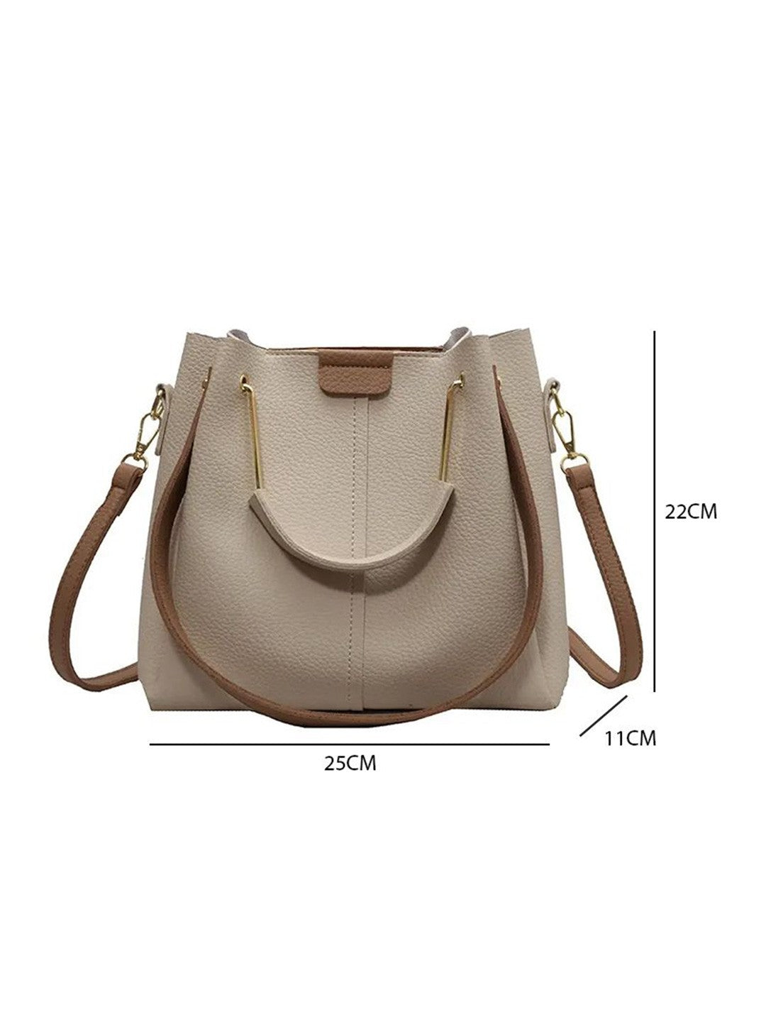 Beige Textured Shoulder Hand Bag