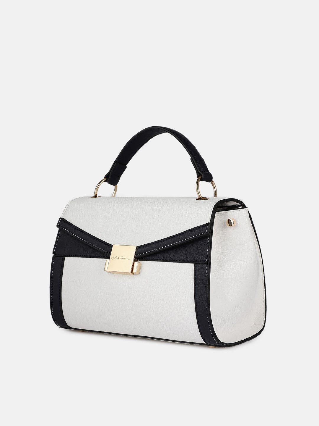 White Solid Satchel Bag