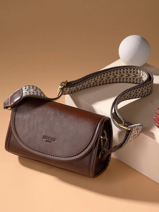 Women PU Half Moon Sling Bag with Tasselled