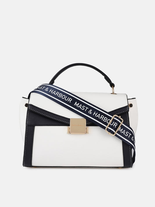 White Solid Satchel Bag
