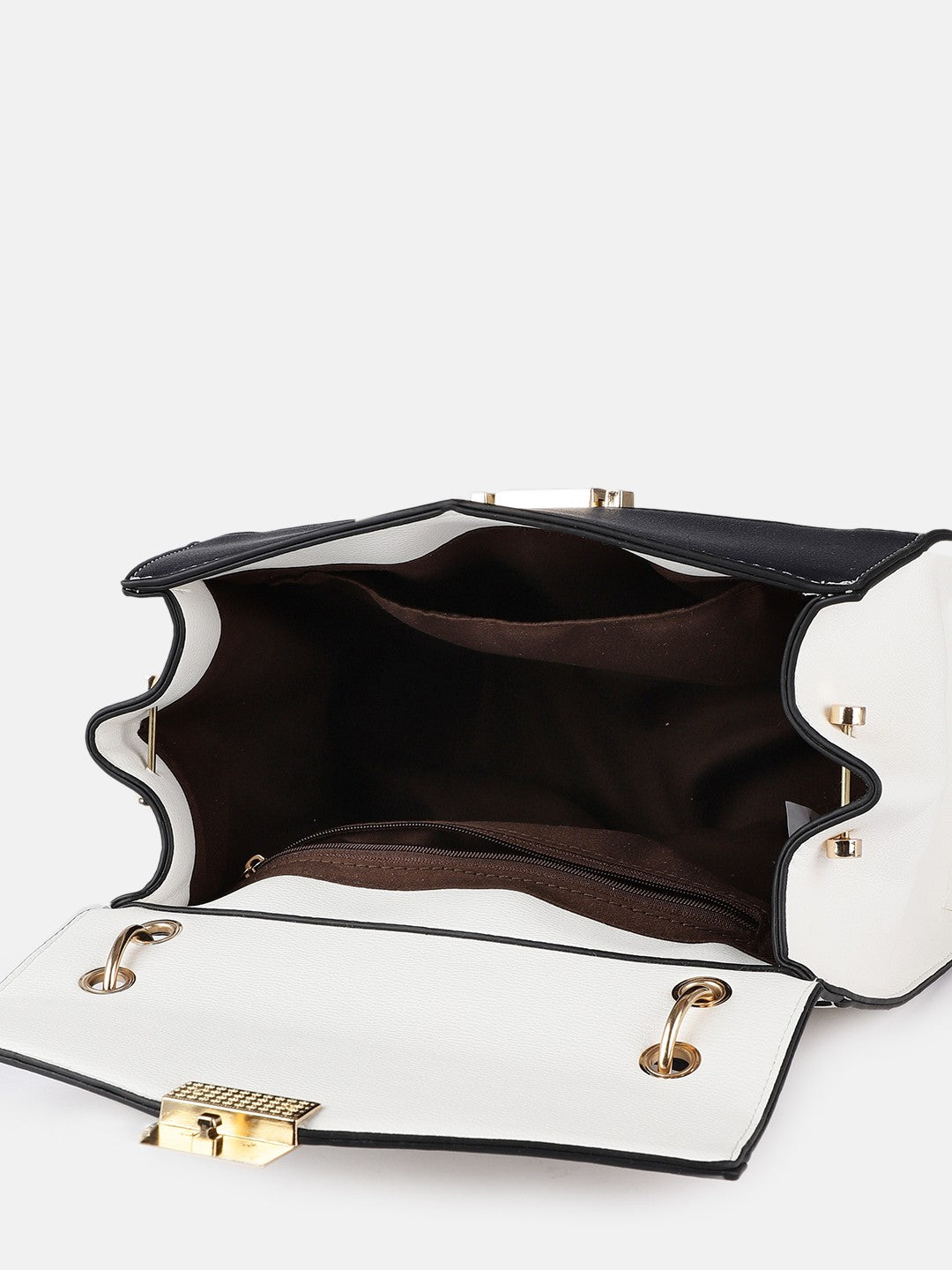 White Solid Satchel Bag